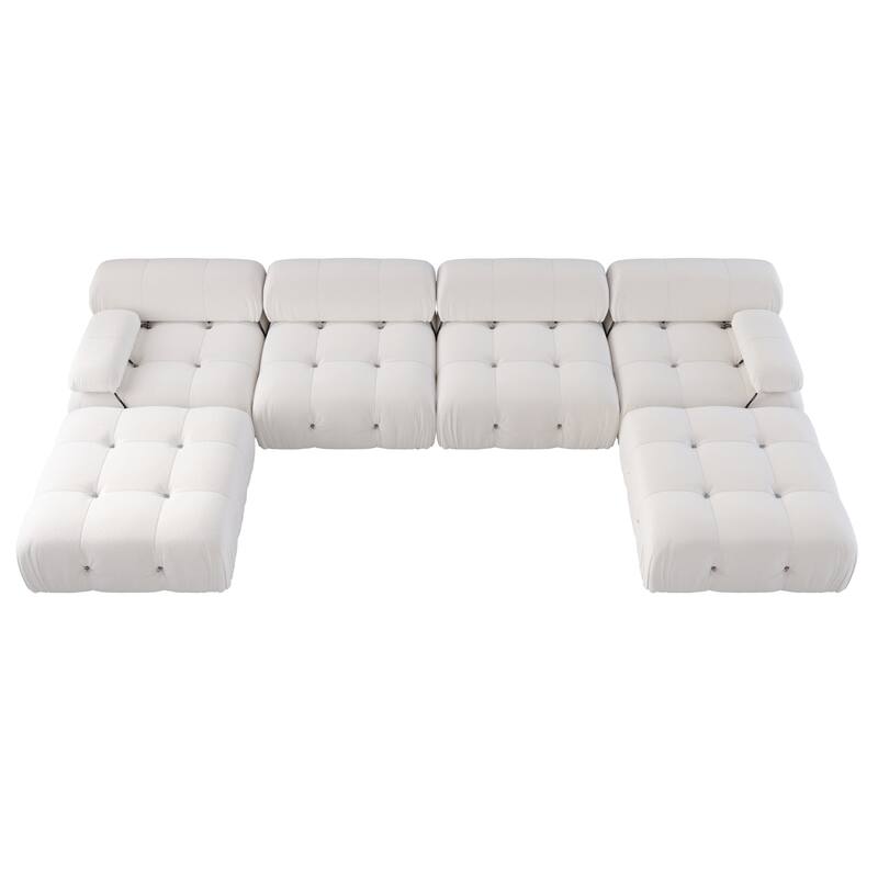 162.98" U-shape Velvet Sectional Sofa Oversize Modular Soft Couch