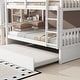 preview thumbnail 5 of 16, Full Over Full Rubber Wood Bunk Bed w/ Trundle, Ladder & Guardrails, Convertible to 2 Full Size Beds, White