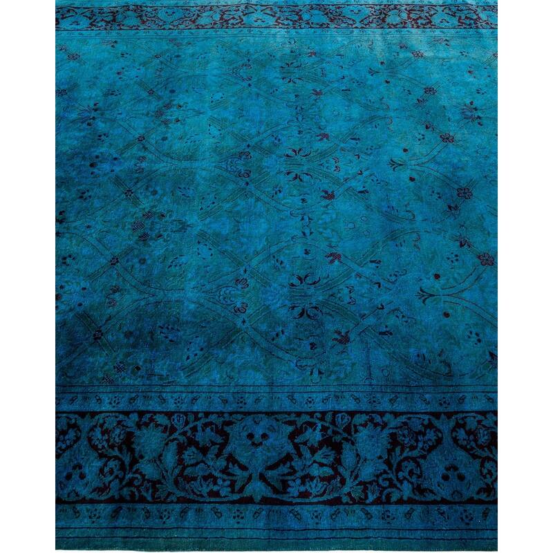 Overton Hand Knotted Wool Vintage Inspired Modern Contemporary Overdyed Blue Area Rug - 6' 1" x 8' 6"