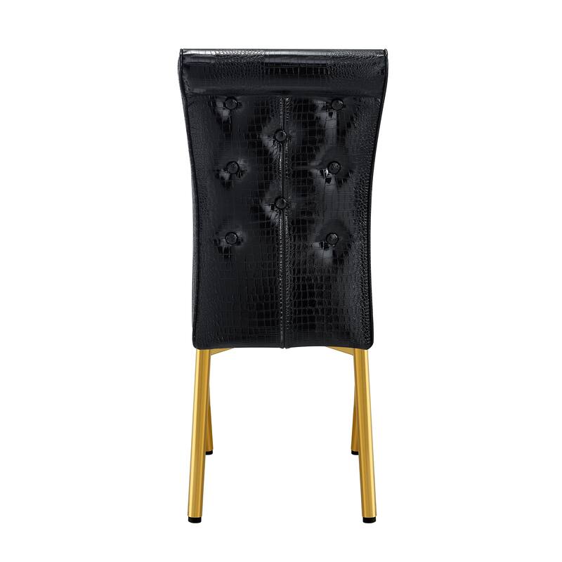 Set of 4, Retro alligator skin Upholstered dining chairs,with Crystal buckle design and Faux Leather design