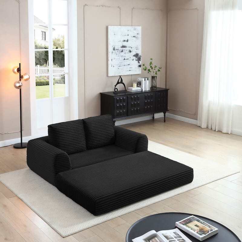 2-in-1 Folding Convertible Sofa Bed, Modern Corduroy Sleeper Couch