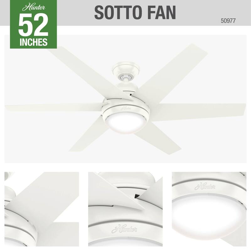 Hunter 52" Sotto Ceiling Fan with Integrated LED Light and Handheld Remote