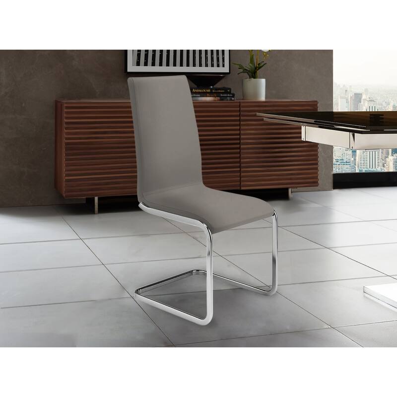 Casabianca Home Aurora Set of 2 Top Grain Dining Chairs Leather, White