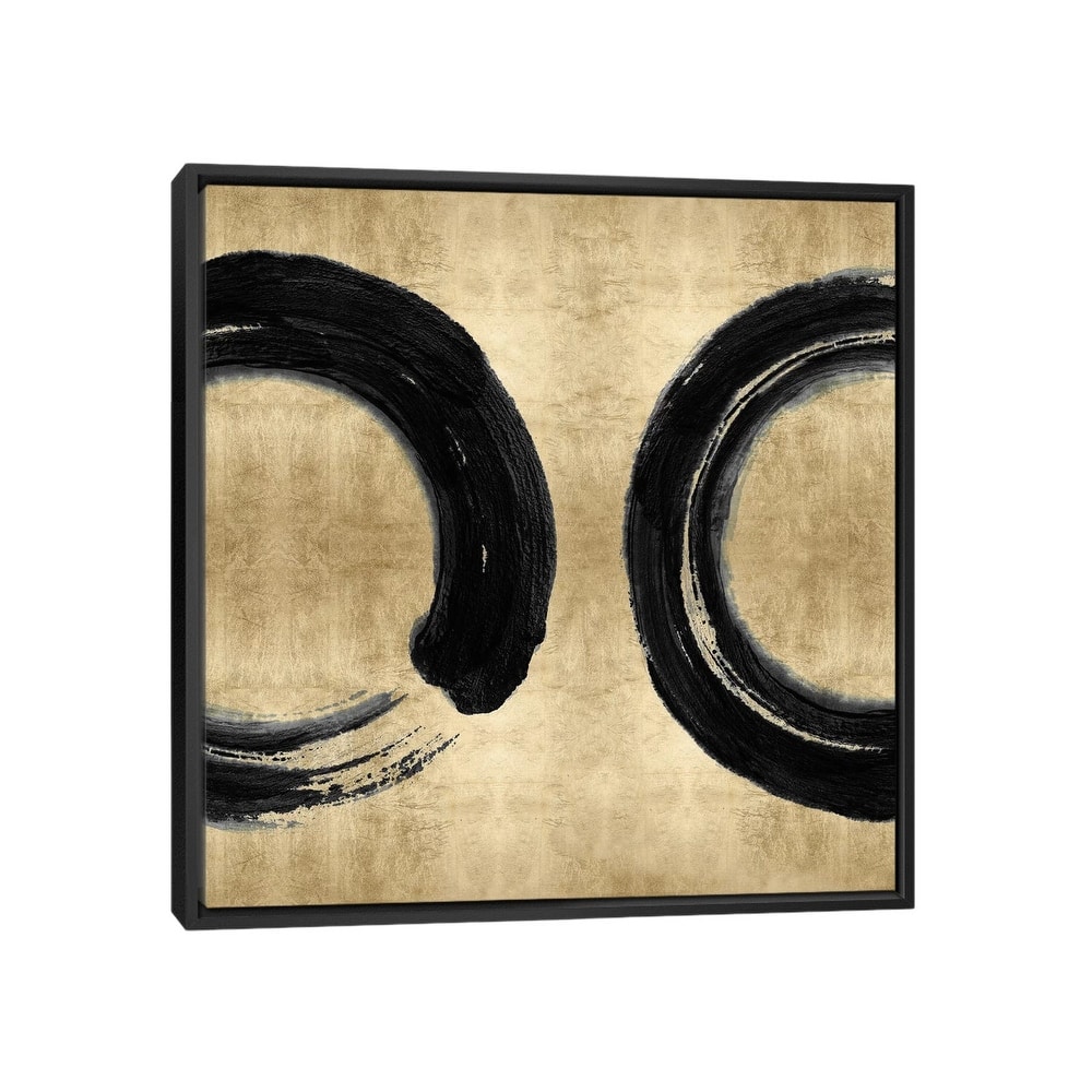 iCanvas "Black Zen Circle on Gold II" by Ellie Roberts Framed Canvas Print