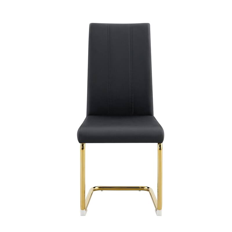 4-Pack PU Upholstered Dining Chairs - Modern High-Back Side Chairs with Luxury Gold-Plated Iron Tube Legs for Dining Room
