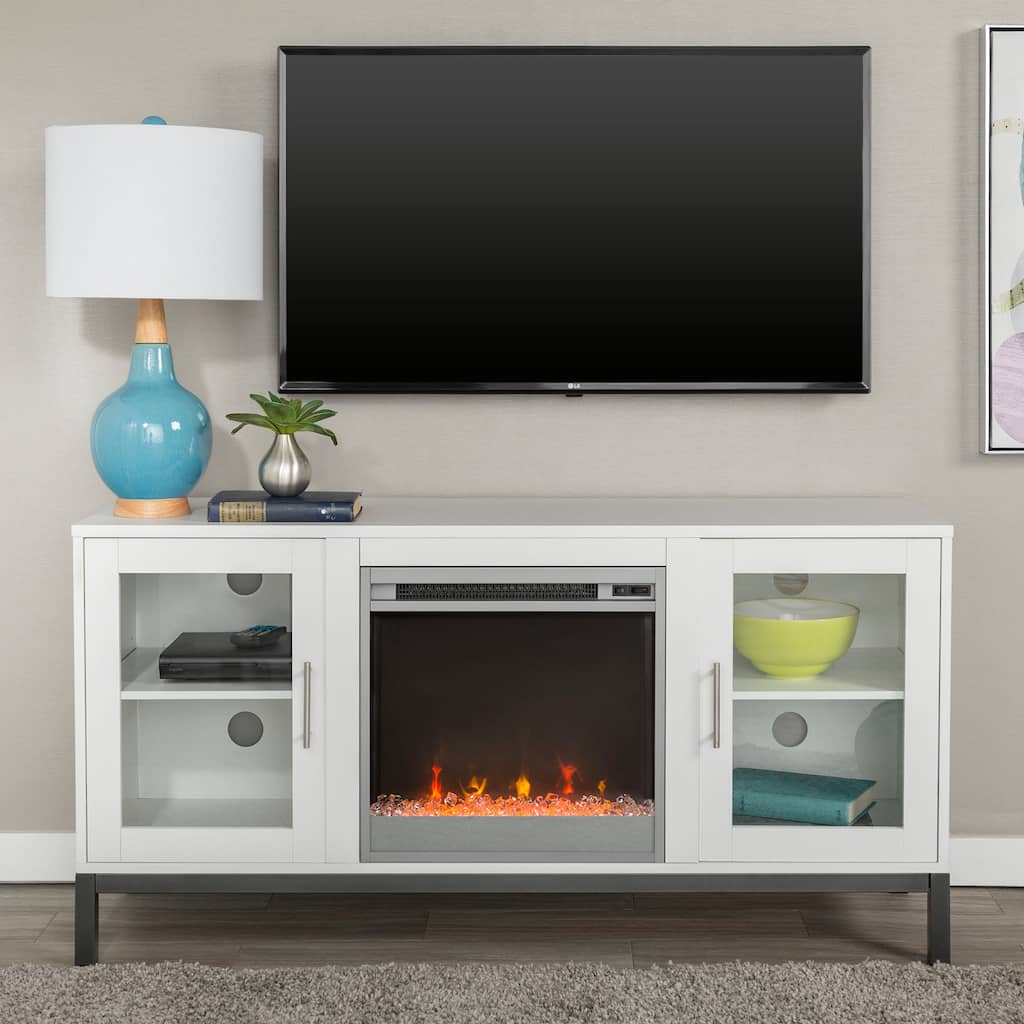 Walker Edison 52-inch Metal Base Fireplace TV Stand
