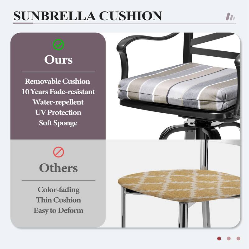 3/5-Piece Set Outdoor Patio Aluminum Sunbrella Swivel Bar Stools and Table