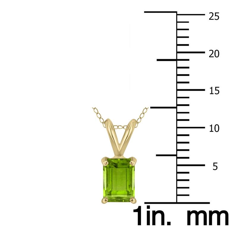 Marquee 14K Yellow Gold 6x4MM Emerald Shaped Peridot Pendant
