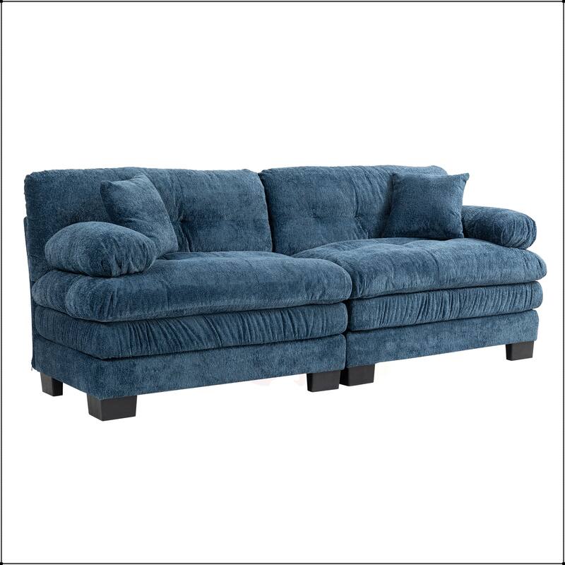 Two-seat Deep Chenille Sectional Sofa