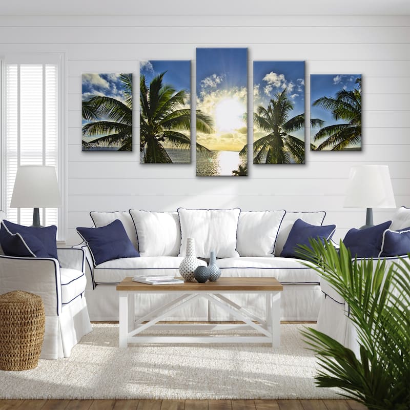 Ready2HangArt 'Niue Palms Sunset' 5-Piece Wrapped Canvas Wall Art Set