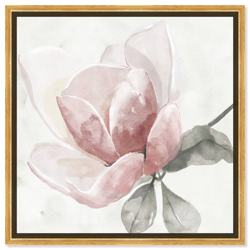 Art Remedy Faded Blush Rose Framed Floral Fine 1 Piece Canvas Wall Art - 17 x 17 - Gold