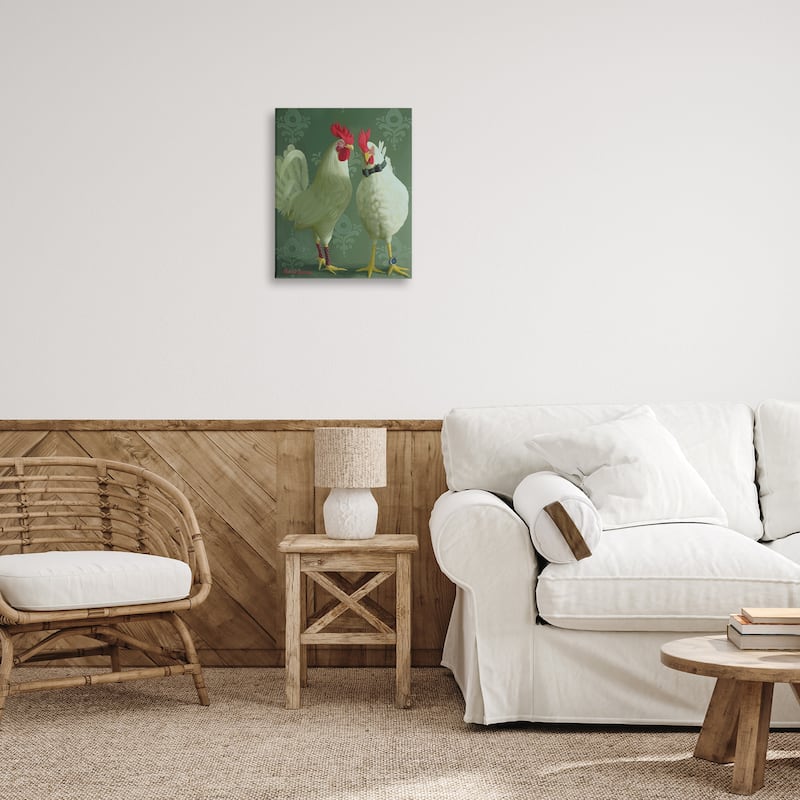Stupell Stylish Roosters Pair Canvas Wall Art Design By Heather Gauthier
