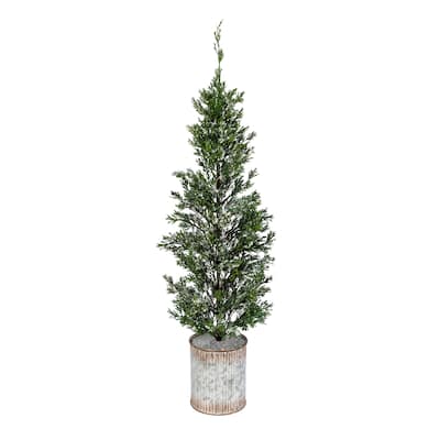 35 in Snowy Pine Tree in a Tin Pot