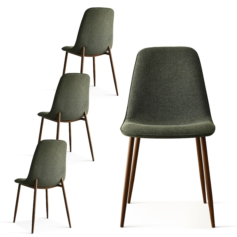 Modern Solid Back Side Dining Chair Walnut leg(Set of 4)