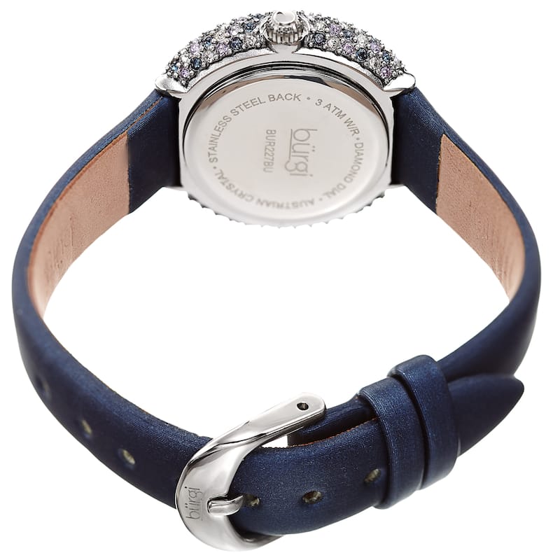 Burgi Ladies Vibrant Colorful Swarovski Crystal Diamond Satin Leather Strap Watch