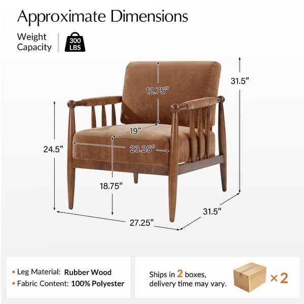 dimension image slide 1 of 3, HULALA HOME Avidite Farmhouse Solid Wood Arm Chair with Full Assembly Set of 2