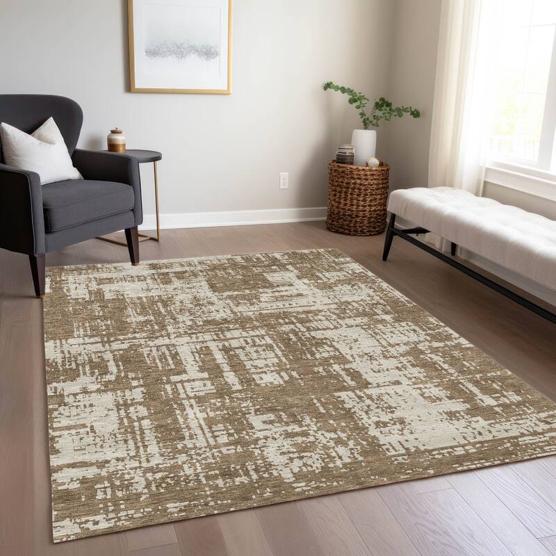 Machine Washable Indoor/ Outdoor Chantille Abstract Solid Rug