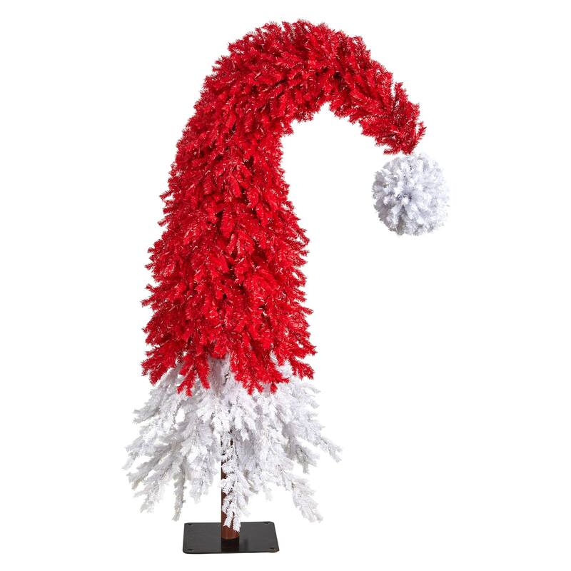 9’ Pre-lit Santa’s Hat Artificial Christmas Tree, Clear LED Lights - 9 Foot
