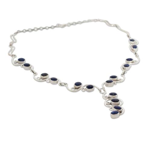 NOVICA Lotus Buds, Lapis lazuli Y necklace