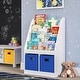 preview thumbnail 19 of 25, RiverRidge Kids Bookshelf and Toy Storage Organizer with 4 Racks and 2 Cubbies for Playroom, Nursery White with 2 Blue Bins