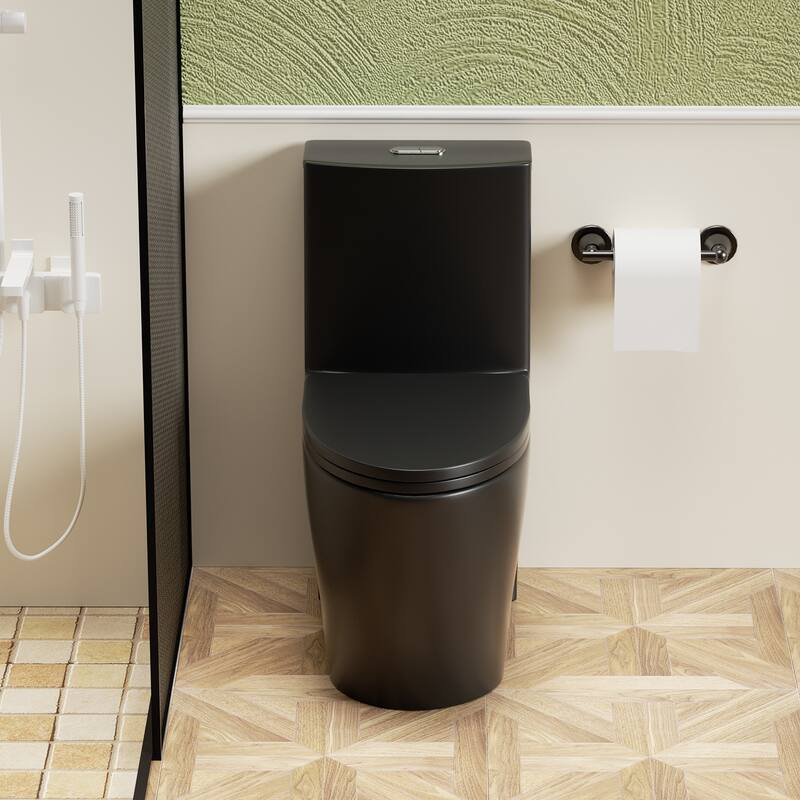 1.1/1.6 GPF Tornado Flush One-Piece Toilet,Siphonic S-trap 12",Elongated Bowl with Soft Close Seat,Chair Seat ADA Height 17"