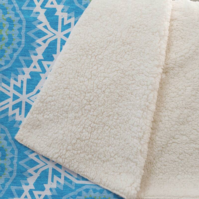 Premium Machine Washable Boho Suzani Sherpa Throw Blanket