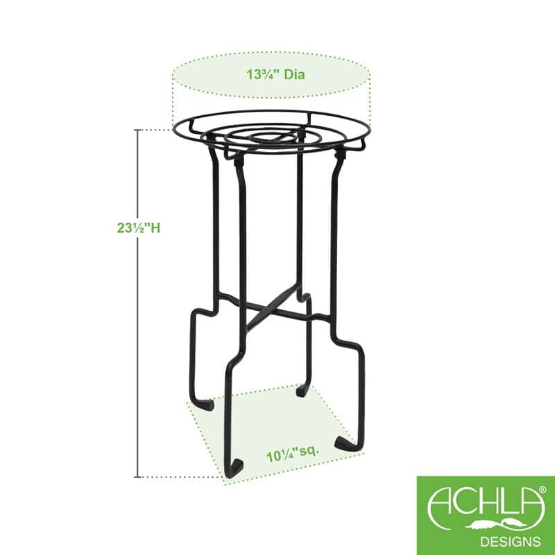 Achla Designs 23.5" H Round Black Wrought Iron Catalina Plant Stand, Powder Coated Finish, Indoor Outdoor Use, Home Accent