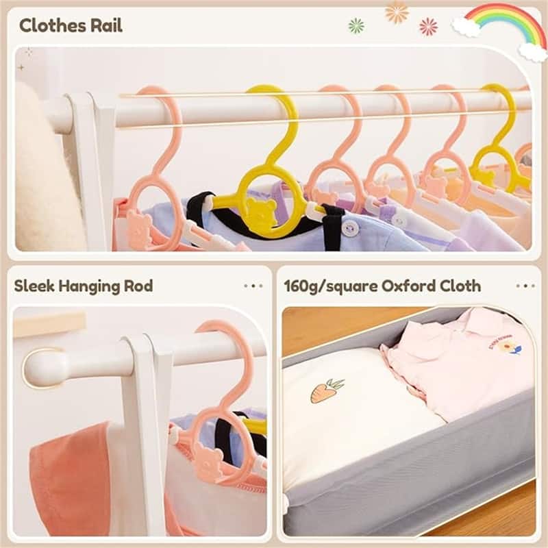 Kids Clothing Rack with Storage Box - 14.17"D x 27.16"W x 41.73"H