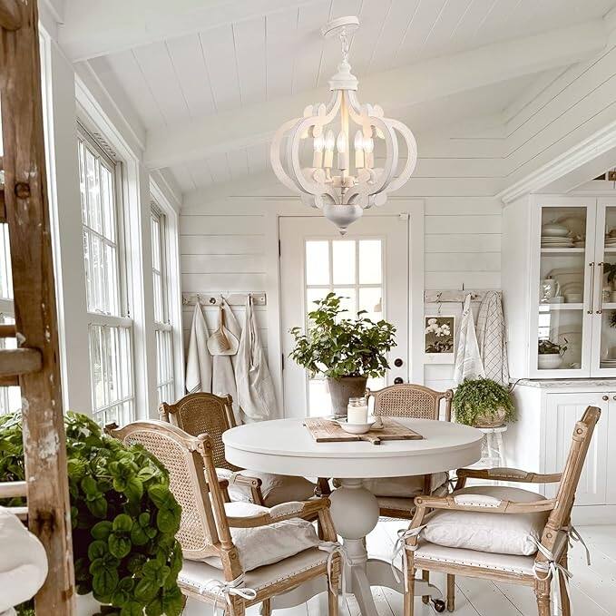 5-Light W17.71" x H78.74" Rustic Lantern Chandeliers for Dining Room