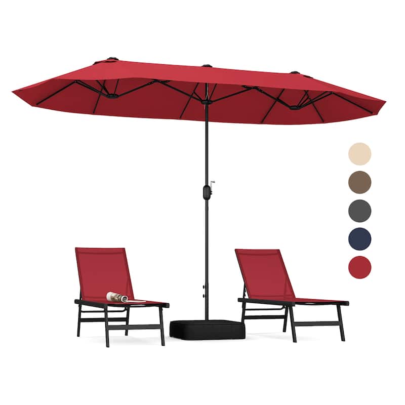 Gymax 13FT Double-sided Patio Umbrella w/ Crank Handle Umbrella Base