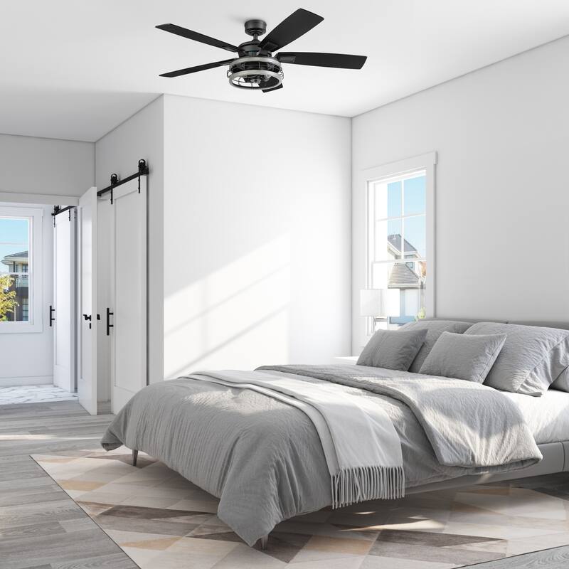 52" Honeywell Carnegie Style Indoor LED Ceiling Fan with Light, Remote Control, Dual Mounting Options, Dual Finish Blades