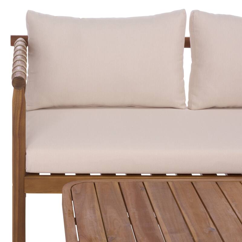 SAFAVIEH Outdoor Living Sabrina Bench and Table - 54"W x 27"D x 29"H