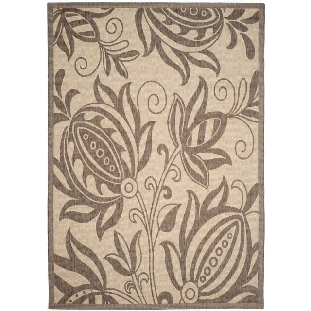 SAFAVIEH Courtyard Leatrice Indoor/ Outdoor Patio Backyard Rug - 6'7" x 9'6" - Natural/Brown