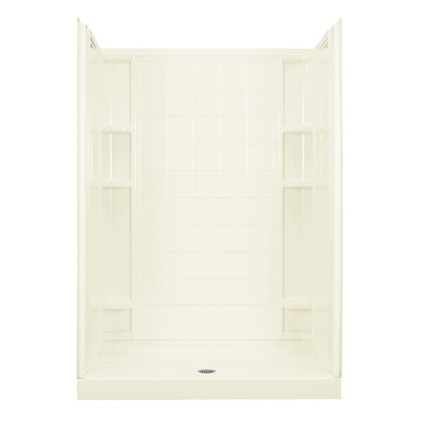 Sterling 72130106 Ensemble 60" x 35-1/4" x 77" Vikrell Shower with Drain Center and Tile Design and Age-in-Place Backers