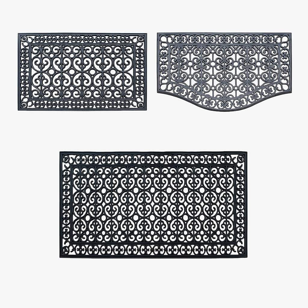 A1HC 3-Piece(Complete Home Set 30x60, 24x39, 24x36)Rubber Grill Matching Doormat Bundle, For Front, Patio & Garage Entrance
