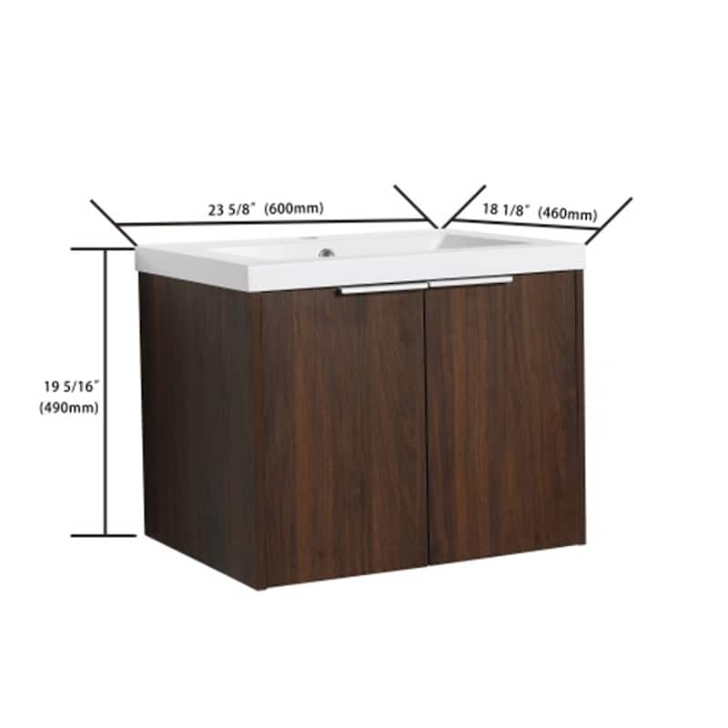 24 Inch Float Mounting Bathroom Cabinet with Sink, Soft Close Doors