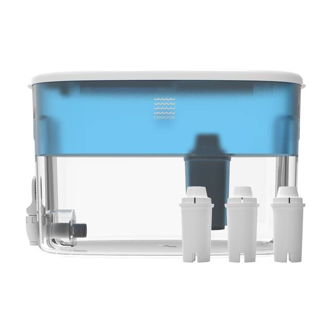 Drinkpod Dispenser Alkaline Water Filter pH Ionizer Countertop Water Purifier 2.4 Gallon Alkaline Water Dispenser pH Ionized - Blue - 3 Piece