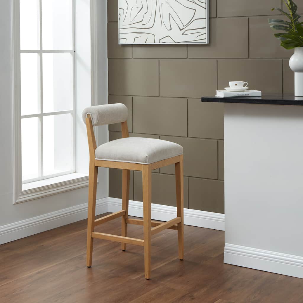SAFAVIEH Couture Oaklie Rolled Back 30-inch Barstool - 17"W x 20"D x 39"H