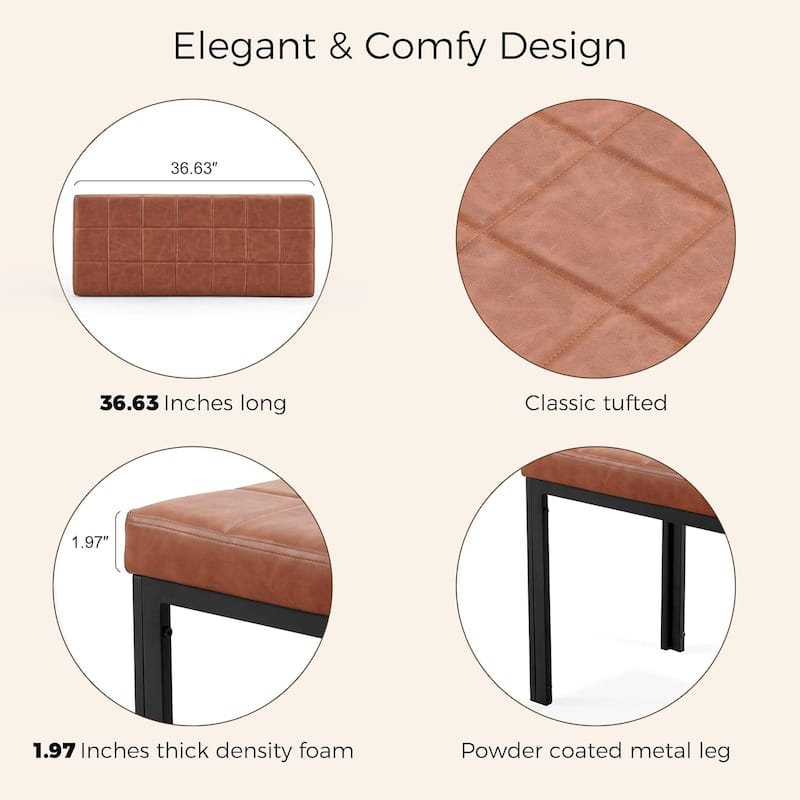 Howtai 36.6" Upholstered Leather PU Dining Bench