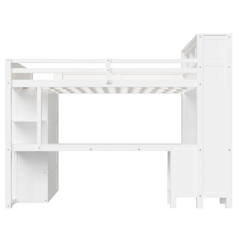 Modern Queen Loft Bed with Built-In Desk, Wardrobe, Headboard Storage & USB Hub by Harper&Bright Designs