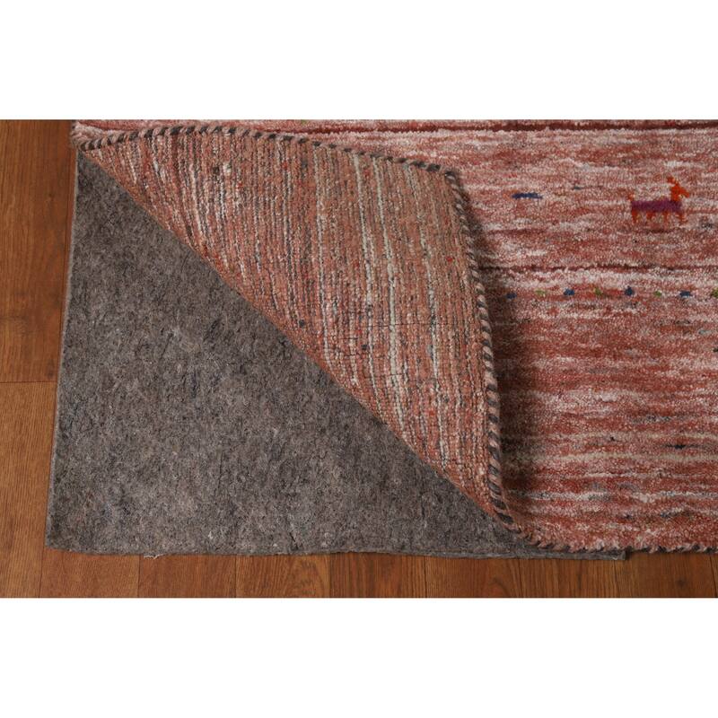 Hand Knotted Oriental 100% Wool Carpet Tribal Animal Pictorial Oranges & Rust Gabbeh Area Rug - 11' 3'' X 9' 0''