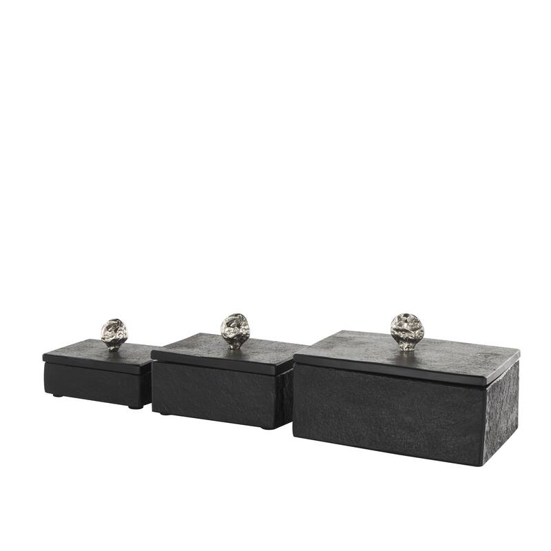 Marble Decorative Box with Gold Final or Textured Aluminum Knobs Set of 3 Green - Roche River Decor