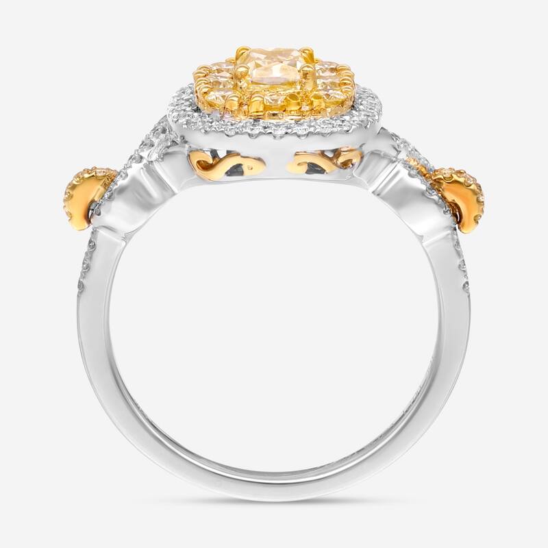 Gregg Ruth 18K Gold, Fancy Yellow Diamond and White Diamond Engagement Ring Sz. 6.5