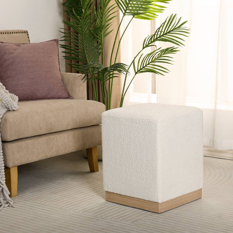 Adeco Ottoman Footrest Vanity Stool Gold Trim Footstool