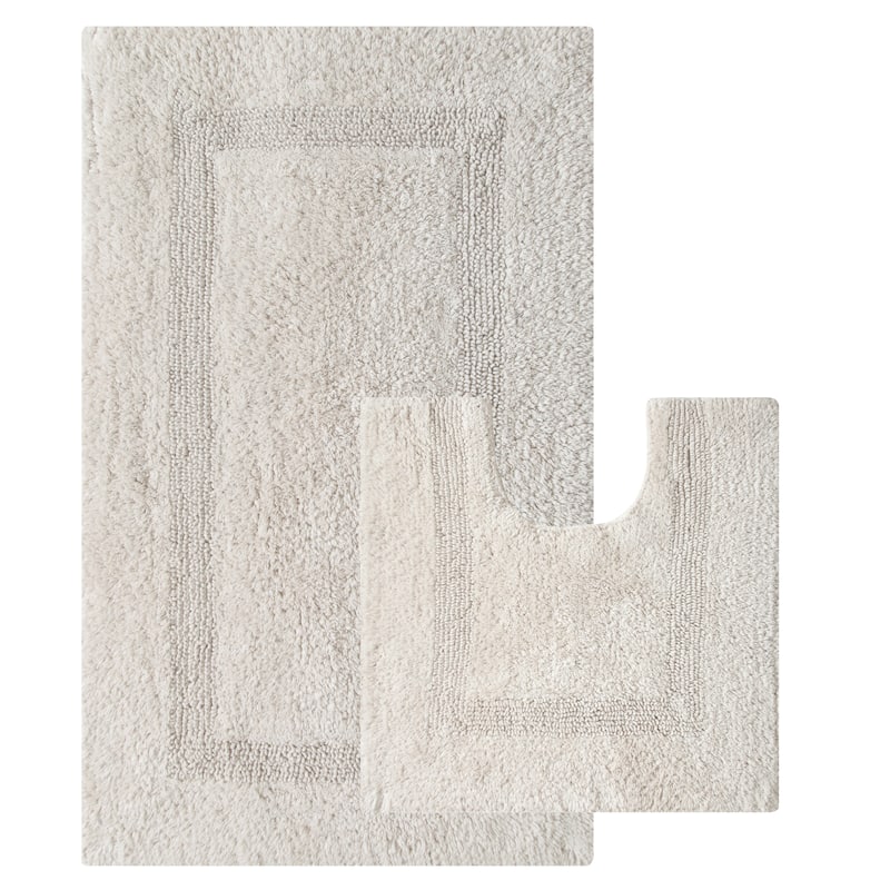 Fabstyles Soft & Absorbent Reversible Cotton Bath Rug Set of 2 - Taupe