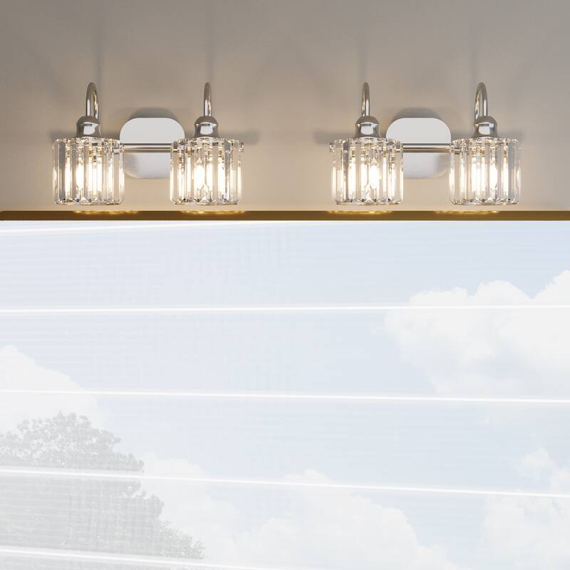 ExBrite Modern Rose Gold Dimmable Bathroom Crystal Vanity Lights