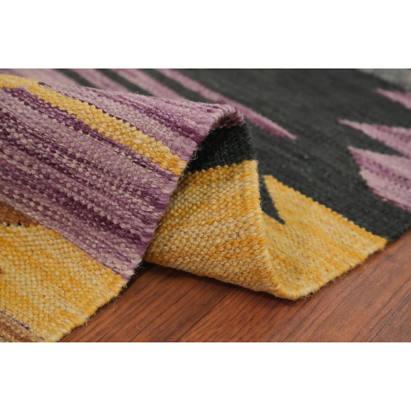 Hand Woven Oriental 100% Wool Carpet Southwestern Tribal Purples Kilim Area Rug - 8' 1'' X 6' 0''