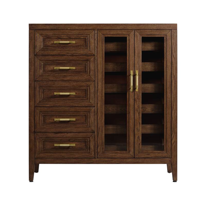 Marlow 5-Drawer Solid Red Oak Gentleman's Chest, Sable