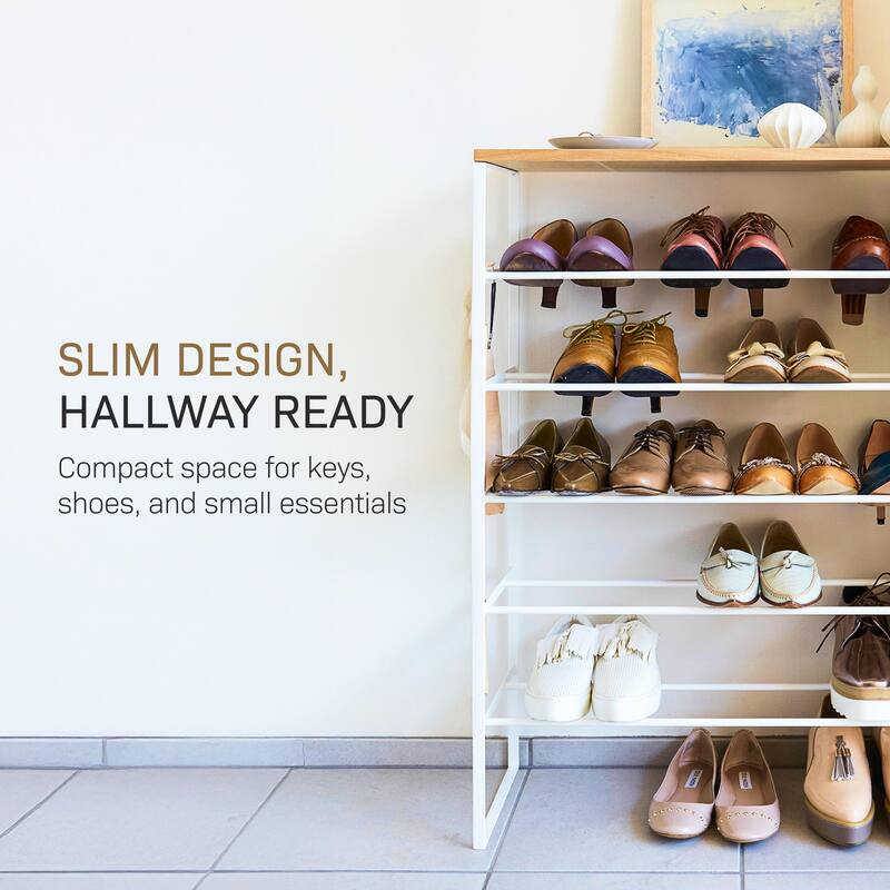 Yamazaki Home Six-Tier Shoe Rack, Steel, Holds 18 to 21 shoes, Holds 39.6 lbs - L 9.84 x W 25.98 x H 34.25 inches