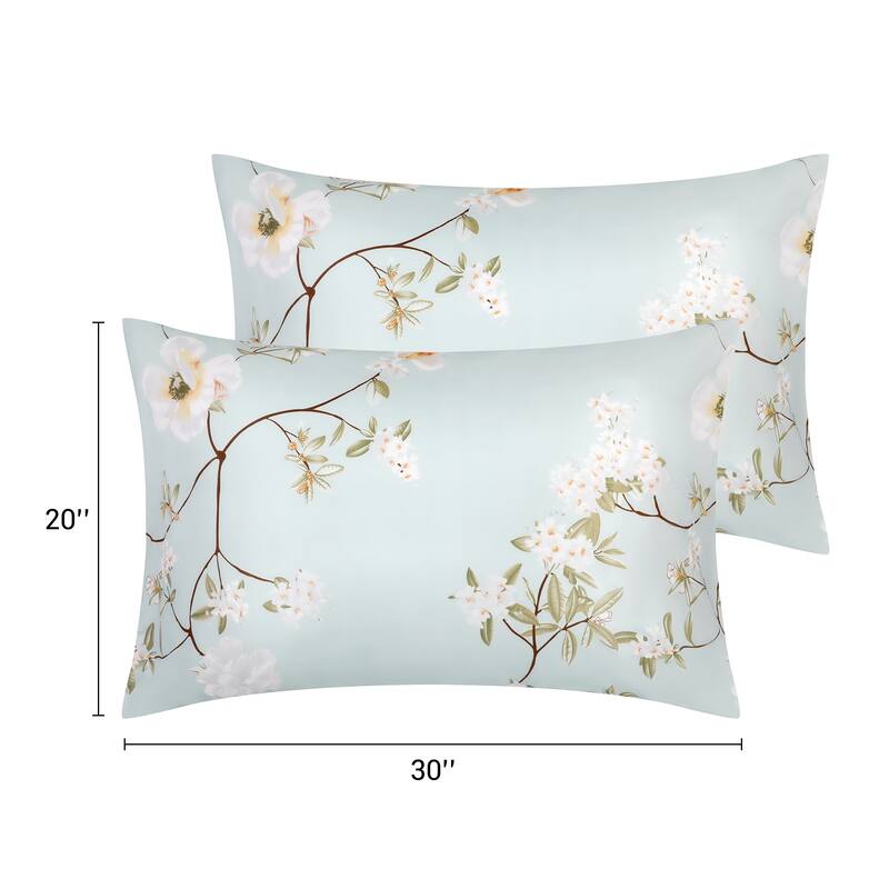 2Pcs Pillowcase w Envelope Closure Floral Pillow Cases for Hair & Skin